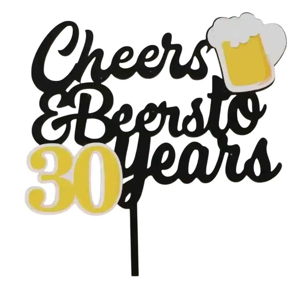 Cheers and Beer to 30 years Cake Topper